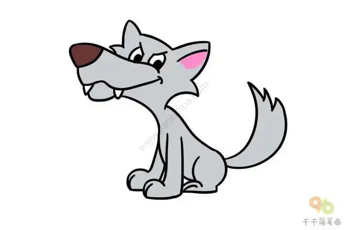 简笔画人身大灰狼
