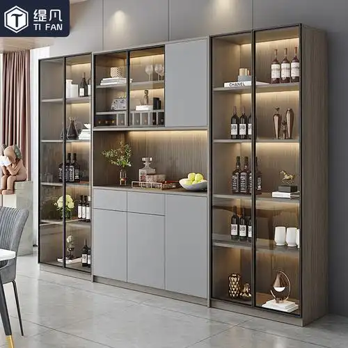 轻奢酒柜餐边柜一体现代简约家用实木展示储物柜靠墙客厅新款高柜