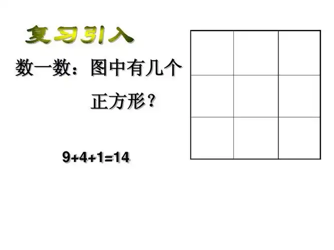 数一数:图中有几个 正方形? 9 4 1=14
