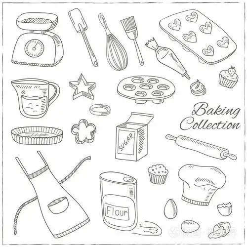 烘焙工具集.手绘集合插画-正版商用图片0q372s-摄图新视界