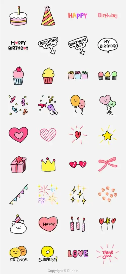 手帐素材|贴纸|手绘|生日