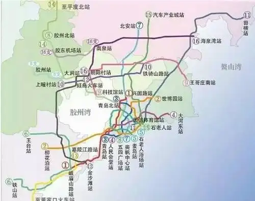 下图为青岛地铁总体规划线路图,其中包含即墨三纵一横地铁线路即墨市