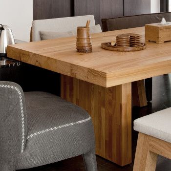 实木餐桌现代简约长方形客厅家用卡座餐桌沙发原木大板桌子工作台 240