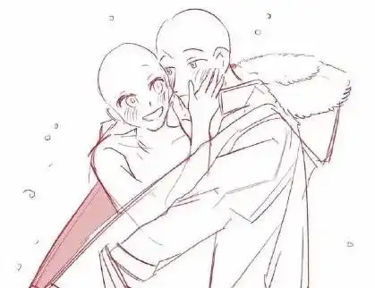 【线稿素材】情侣cp双人互动姿.