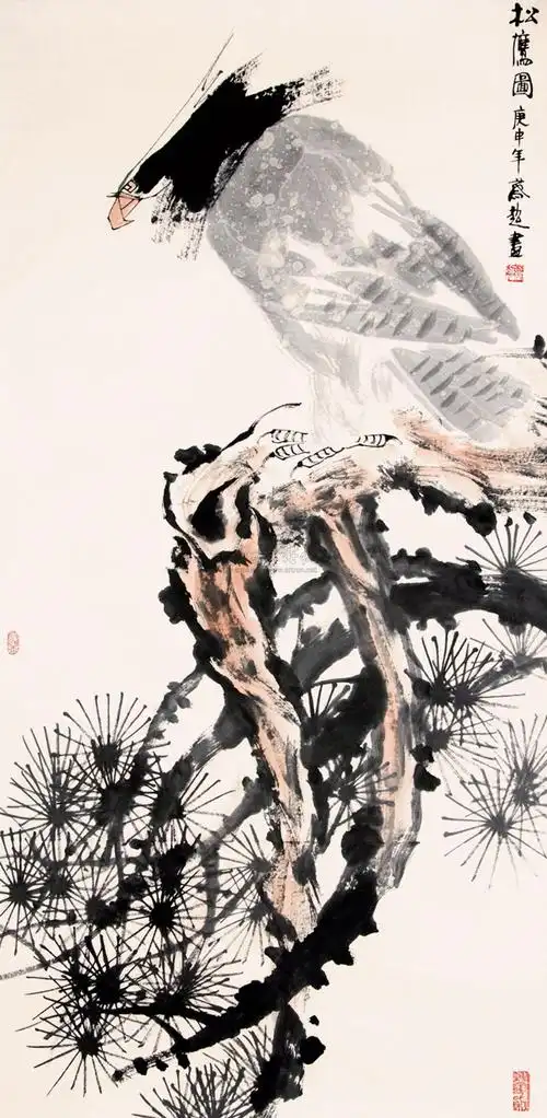 0078松鹰图镜片纸本