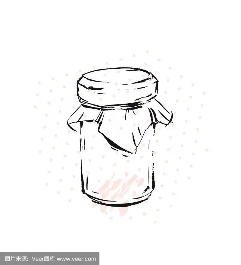 覆盆子果酱瓶玻璃隔离白色