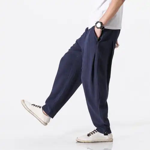 夏装大码风棉麻休闲裤亚麻裤休闲灯笼裤日系工装裤k25p55