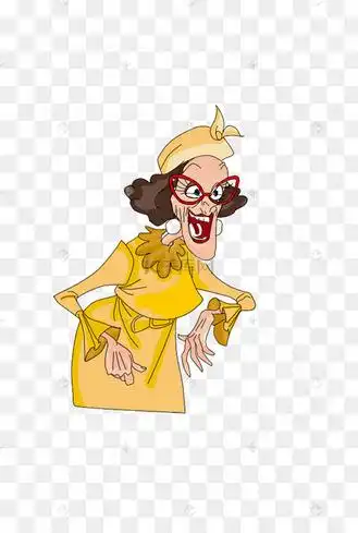 咆哮女人包租婆全身表情免抠图素材psd卡通手绘