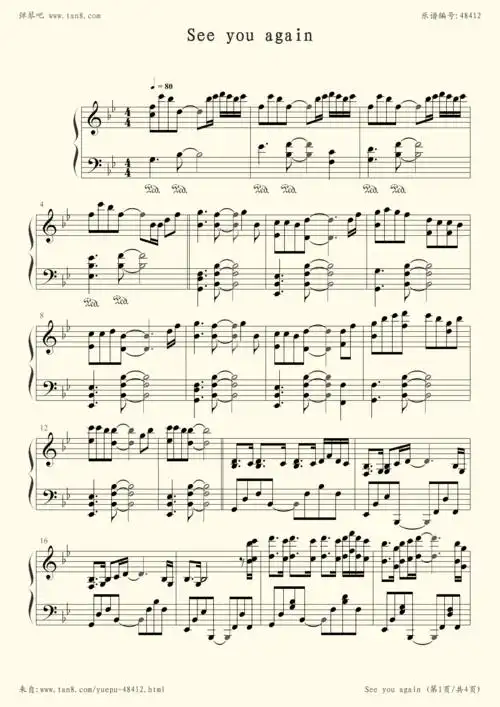 钢琴谱:see you again (miley cyrus song)