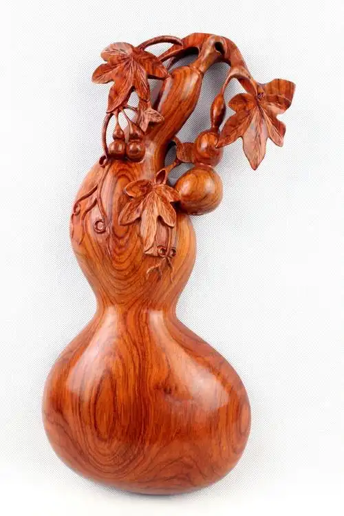 木雕葫芦挂件品 木质家居饰品 木雕挂件风水 花梨木雕刻工艺yj