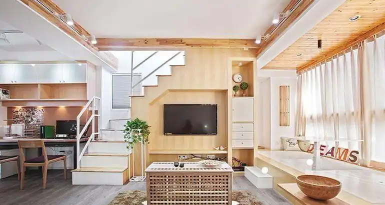 现代简约三居室客厅楼梯装修效果图欣赏#863257281