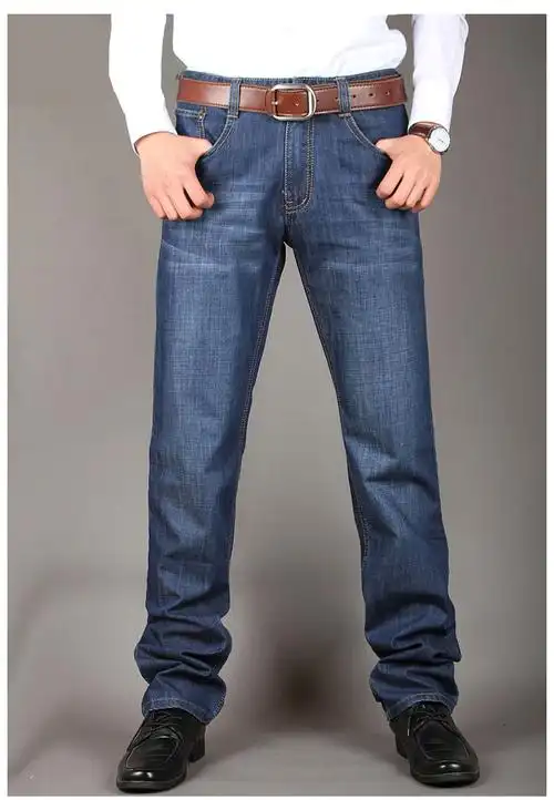 [牛仔裤男直筒春夏季宽松薄款青年男裤休闲修身男士中年长裤子男装]
