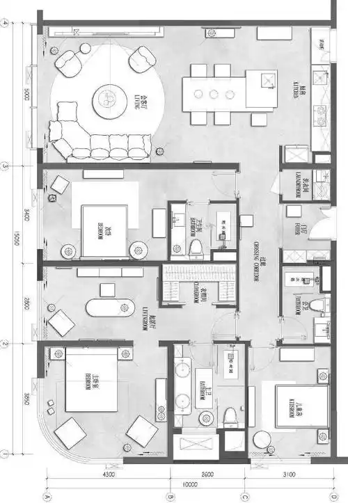 孟也新作|极简主义大宅,淋漓尽致的艺术美_户型_的设计_平面图