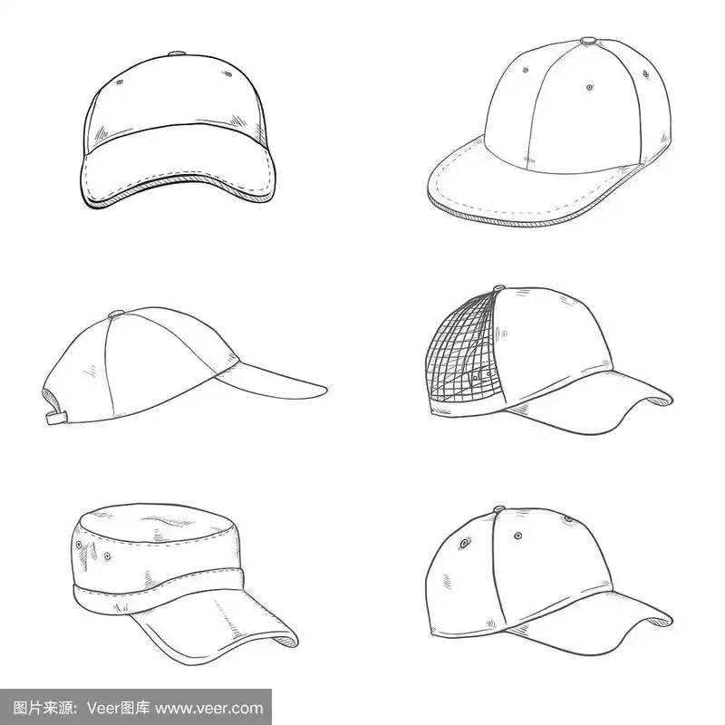 矢量集素描棒球帽