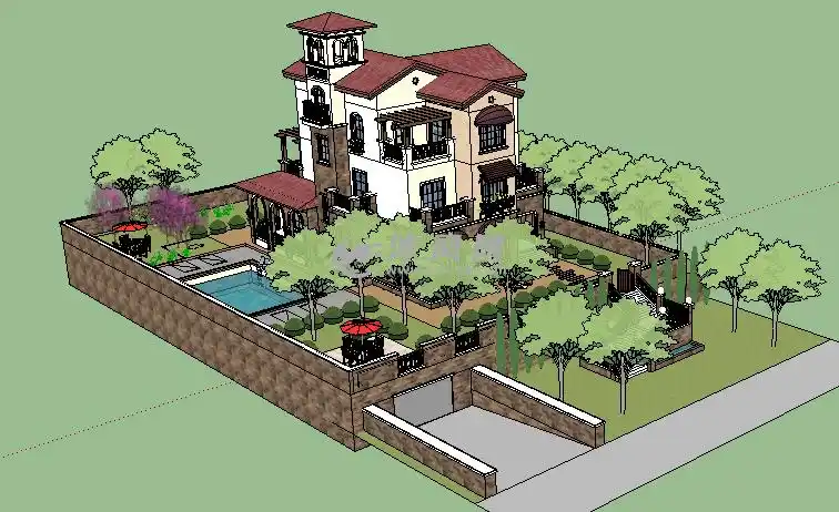 精致的别墅 - 建筑模型图纸 - 沐风网