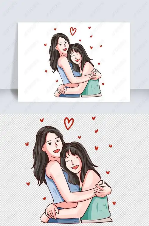 原创感恩节姐妹闺蜜爱心拥抱感恩元素版权可商用