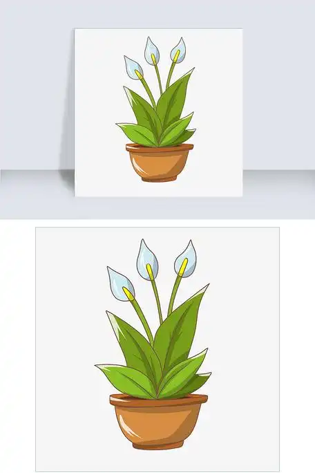 手绘百花盆栽插画