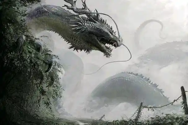 传说中的龙相貌威严,浑身长满坚硬的鳞片,体长可达几十米.