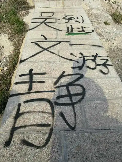 老顶山国家森林公园神农古道景区被"到此一游"不文明现象污染