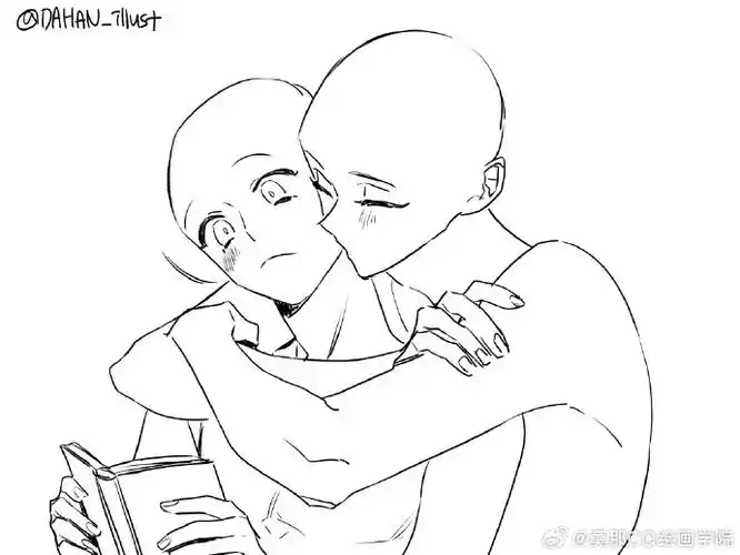 绘画超话#绘画素材##绘画参考#情侣双人模板参考