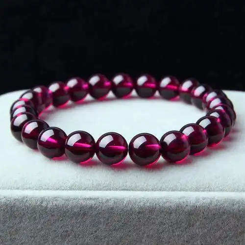 珍贵顶级天然紫牙乌玫红石榴石手链 20.50克 7.2mm