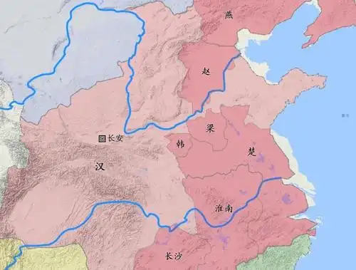 西汉初年诸侯王分封示意图