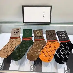 gucci/古奇女袜 中筒袜经典双g字母提花短袜古驰纯棉防臭男女袜子