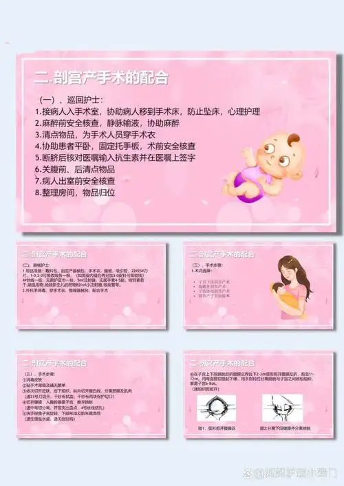 🌾剖宫产术后护理查房ppt模板【116】 📖页数:(图片文字均可自由