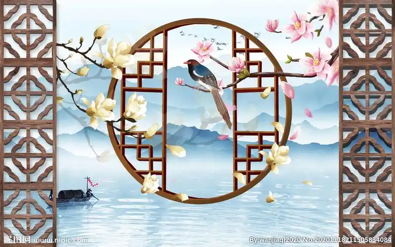 新中式背景墙设计图__psd分层素材_psd分层素材_设计图库_昵图网nipic