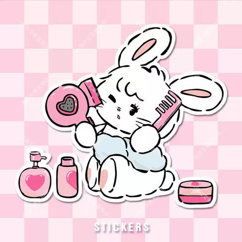 可爱卡通mikko小兔少女心汽车贴个性创意电动摩托车冰箱装饰贴画