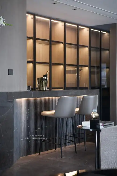 现代简约吧台区装修实景图