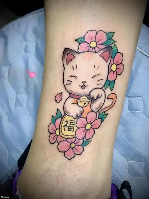 福气招财猫_纹身图案手稿图片_飞墨刺 青~楮墨的纹身作品集