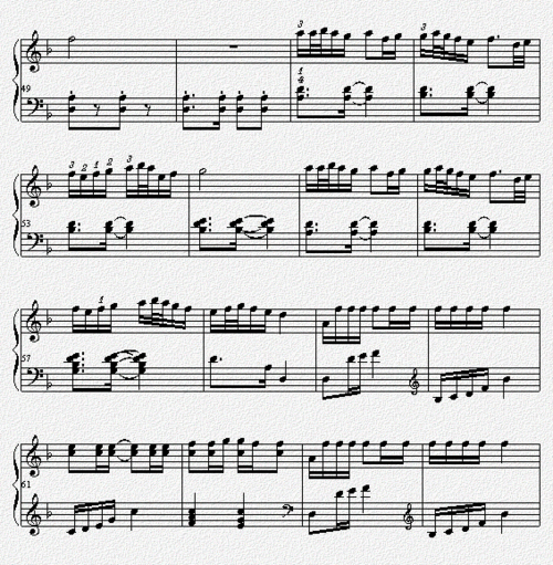 欧若拉-张韶涵(钢琴线谱)