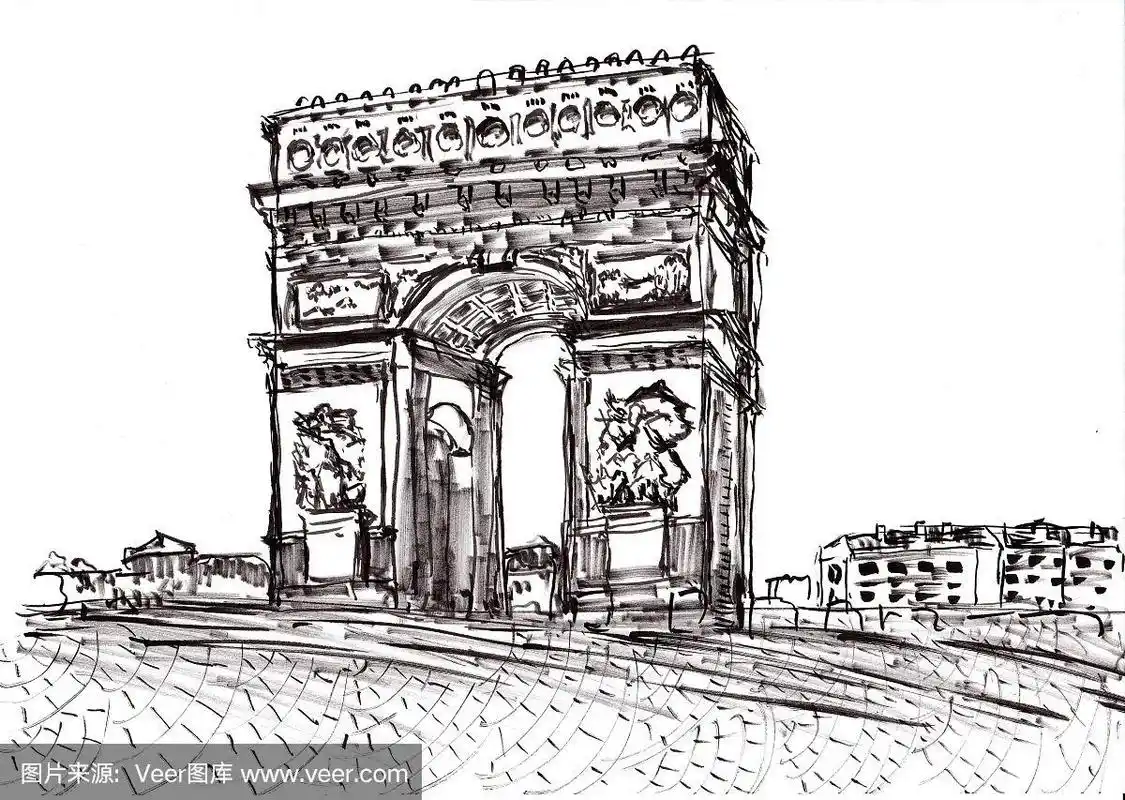 手绘巴黎凯旋门