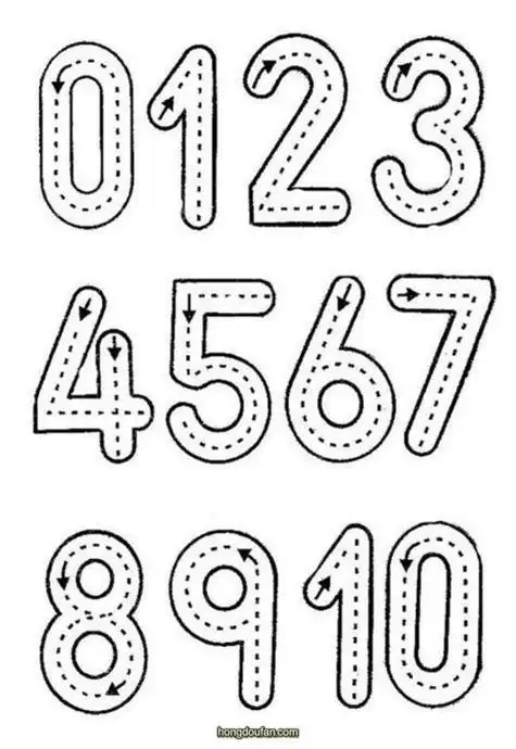 从1写到10 数字笔顺描线练习题打印-红豆饭小学生简笔画大全