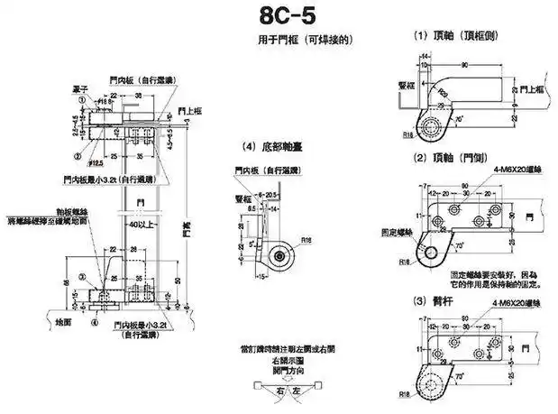 日本新星newstar木门钢质门上下天地轴侧装合页铰链8c-5偏心门轴