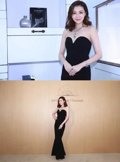 再看这身黑色礼服,也是出席活动,熊黛林的发型依旧是卷发,身穿一袭