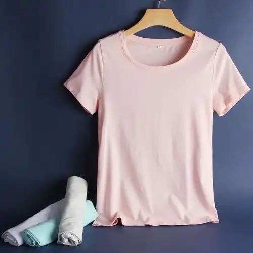 2017春夏新款纯色圆领短袖t恤女短款简约纯棉衫女士夏季白色体恤_爱酷