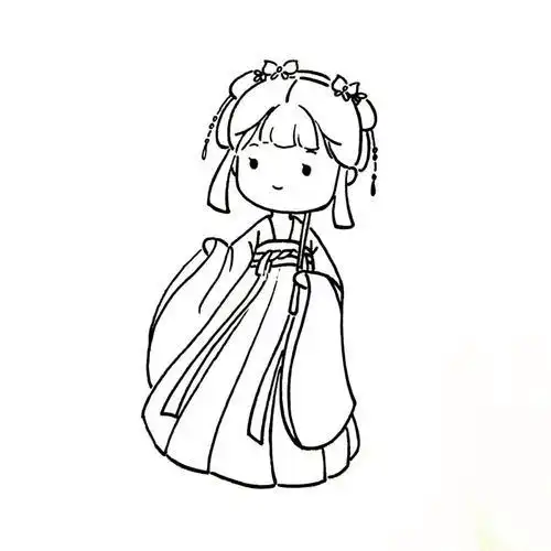 人物简笔画女孩古风