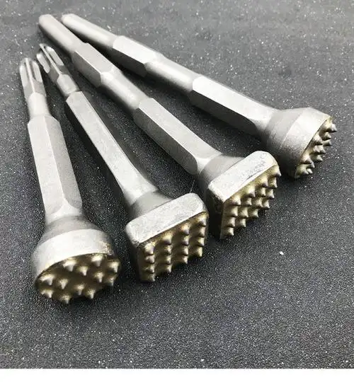 花锤凿毛头混凝土桥梁墙面打荔枝面电锤小电镐一体式合花锤钻头 方柄