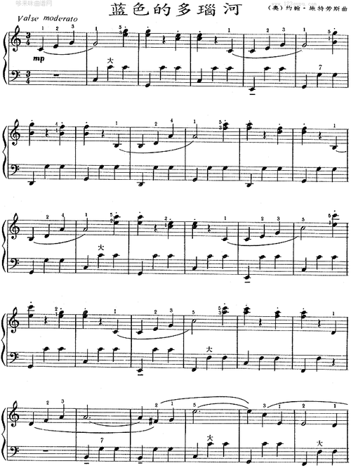 蓝色的多瑙河(钢琴谱)1