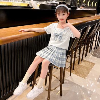 儿童jk格裙套装学院风大童夏季10岁小学生女童百褶裙可爱女孩水手服