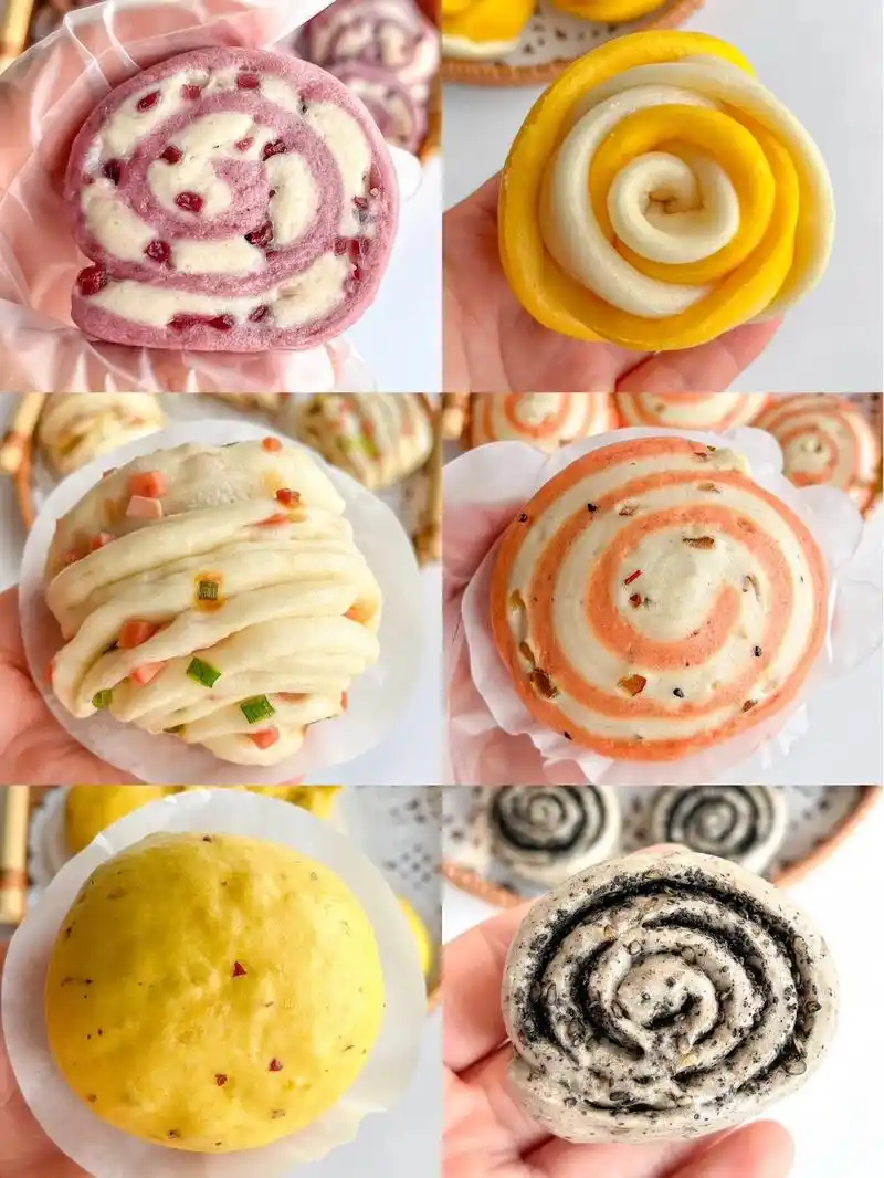 六款花样馒头做法,一次发酵,营养好吃