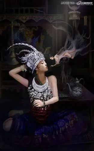 ps绘制超酷的苗族巫女施展法术