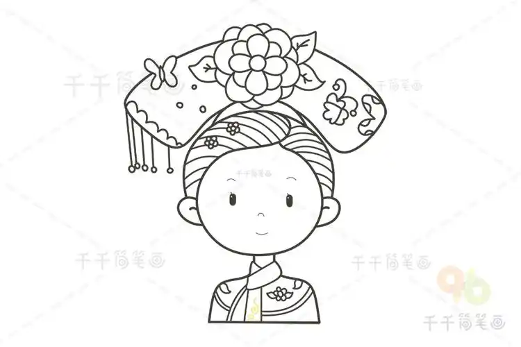清朝格格服的女生头像_古风人物简笔画