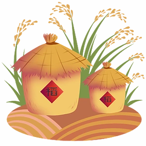 手绘粮食粮仓插画