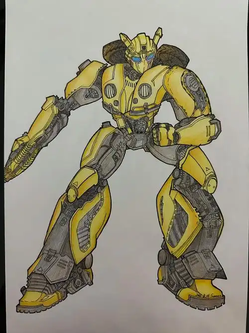 现在拿出来上个色#画画的日常#笔记灵感#临摹#手绘#大黄蜂#变形金刚