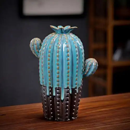 仙人掌跨境陶瓷倒流香炉创意左右逢源香薰炉工艺品家居装饰摆件