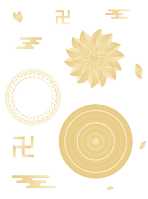 中式中国风金色佛教元素莲花金叶子祥云绳环