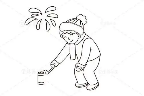 小朋友放烟花简笔画